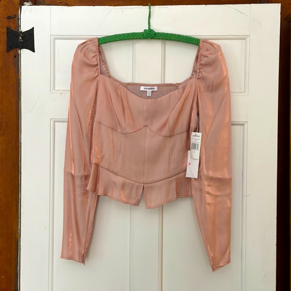 Good American Metallic Rose Gold Corset Top NWT